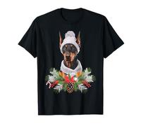 Cane Natale Tema Doberman Pinscher Maglietta