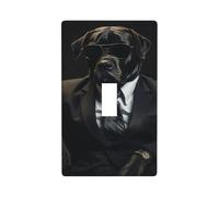 Cane nero con occhiali da sole e vestito da lavoro Copertura interruttore luce decorativo singolo Toggle 1 Gang Piastra da parete per cucina fattoria camera da letto bagno Art Decor