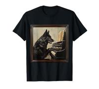 Cane nero con pianoforte, pastore tedesco Maglietta