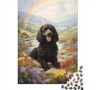 Cane Nero Riccio Puzzle 1000 Pezzi per Adulti Paesaggio Valle dell Arcobaleno Gioco di Puzzle 1000 Pezzi Carta Relax Famiglia Decorazione Regalo 52x38cm/1000pcs