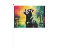 Cane nero seduto Dieci pezzi stampato bandiera a mano su entrambi i lati 14 x 20,8 cm, adatta per tifare attività di squadra