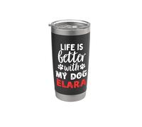 Cane Nome Elara La vita è migliore con il mio cane di nome Elara Bicchiere termico in acciaio inox doppia parete