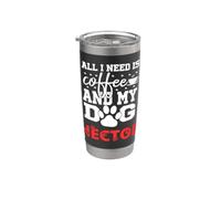 Cane Nome Hector Tutto ciò di cui ho bisogno è caffè Il mio cane si chiama Hector Bicchiere termico in acciaio inox doppia parete