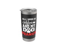 Cane Nome Peanut All In Need Is Coffee My Dog Named Peanut Bicchiere termico in acciaio inox doppia parete