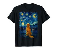 Cane osservazione delle stelle Van Gogh Cielo notturno Golden Retriever Labrador Maglietta