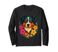 Cane pastore australiano floreale fiori primaverili estivi Maglia a Manica