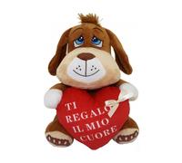 CANE PELUCHE 25 CM PUPAZZO CON CUORE SCRITTA "TI REGALO IL MIO CUORE" 67761