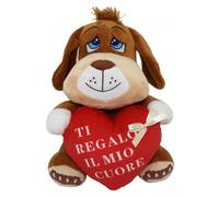 CANE PELUCHE 25 CM PUPAZZO CON CUORE SCRITTA "TI REGALO IL MIO CUORE" 67761