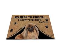Cane Personalizzato, Adorabile Cucciolo Di Pechinese, Non C'È Bisogno Di Bussare, So Che Sei Qui Tappeto Ingresso Casa Antisporco Tappeti D'Ingresso Tappetino Da Bagno Per Soggiorno Interno 40X60Cm