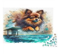 Cane Piccolo a Pelo Lungo Puzzle 1000 Pezzi Carta Puzzle per Adulti Arte ad Acquerello Puzzle per Famiglia Relax Decorazione Regalo 70x50cm/1000pcs