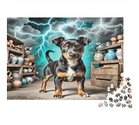 Cane Piccolo Puzzle 1000 Pezzi Carta Puzzle per Adulti Laboratorio di Ceramica Fulmine Notturno Gioco di Puzzle 1000 Pezzi Famiglia Relax 38x26cm/1000pcs