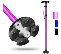 Cane pieghevole con luce a LED per gli anziani, canna a piedi regolabile per l'equilibrio, bastone per gli anziani con maniglia cuscino T e base quad pivotante