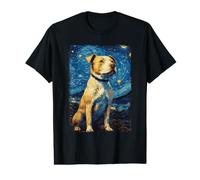 Cane Pitbull Starry Night Maglietta con Stampa Grafica Economica