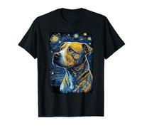 Cane Pitbull Starry Night Maglietta con Stampa Grafica Economica