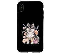 Cane Pomsky ad Acquerello Floreale con Fiori Custodia per iPhone XS Max