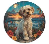 Cane Puzzle 1000 Pezzi Notte Chiara di Luna Costumica Rotonda Puzzle Giocattoli Regalo Interessanti Decorazione Domestica per Attività Familiari Stimolanti 1000pcs (67,5 x 67,5 cm)