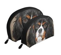 Cane regalo Cavalier King Charles Spaniel, Borsa per trucco a conchiglia Portamonete da donna Borsa da toilette piccola Borsa per cosmetici 2 pezzi