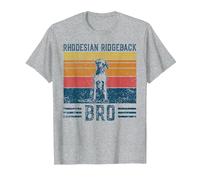 Cane Ridgeback Bro - Vintage Rhodesian Ridgeback Bro Maglietta, Uomo, Grigio Melange, L
