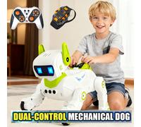Cane robot RC per animali domestici acrobatici elettronici con spruzzo sonoro leggero Touch interattivo programmabile Cane meccanico intelligente Regalo di compleanno per bambini