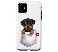 Cane Rottweiler in tasca che sbircia cucciolo di cane carino Custodia per iPhone 11