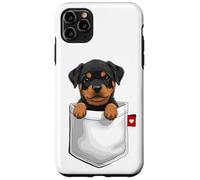 Cane Rottweiler in tasca che sbircia cucciolo di cane carino Custodia per iPhone 11 Pro Max