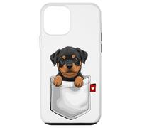 Cane Rottweiler in tasca che sbircia cucciolo di cane carino Custodia per iPhone 12 mini