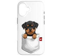 Cane Rottweiler in tasca che sbircia cucciolo di cane carino Custodia per iPhone 16