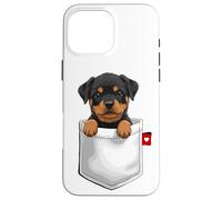 Cane Rottweiler in tasca che sbircia cucciolo di cane carino Custodia per iPhone 16 Pro Max