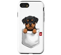 Cane Rottweiler in tasca che sbircia cucciolo di cane carino Custodia per iPhone SE (2020) / 7/8