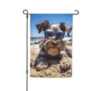 Cane Schnauzer estivo Cucciolo carino Il mio cane d'amore Bandiera da giardino vibrante a doppia faccia 12 X 18 pollici Decorazione per casa Cortile