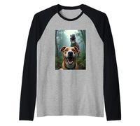 Cane Selfie con Dinosauro - Jurassic Joyride Maglia con Maniche Raglan