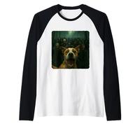 Cane Selfie Zombies Apocalisse Umorismo Divertente Halloween Maglia con Maniche Raglan