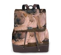 Cane Shar Pei,Zaino da donna, impermeabile, leggero, in pelle PU, alla moda, da viaggio