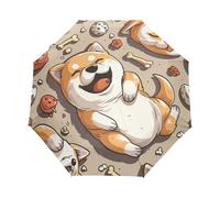 Cane Shiba Bambino Cartone Animato Ombrello Pieghevole Automatico Ombrelli Antivento Protezione UV da Viaggio per Bambini Ragazzi Ragazze