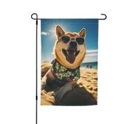 Cane Shiba estivo Cucciolo carino Il mio cane d'amore Bandiera da giardino vibrante a doppia faccia 12 X 18 pollici Decorazione per casa Cortile