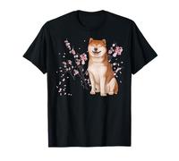 Cane Shiba Inu Felice con Bellissimi Fiori di ciliegio Sakura Maglietta