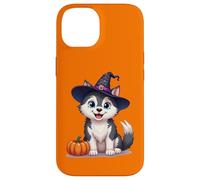Cane Siberian Husky di Halloween, Carino, Chibi, Cappello da strega Manga Custodia per iPhone 14