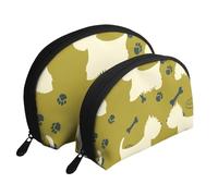 Cane Silhouette West Highland Animale Ovest, Borsa per trucco a conchiglia Portamonete da donna Borsa da toilette piccola Borsa per cosmetici 2 pezzi
