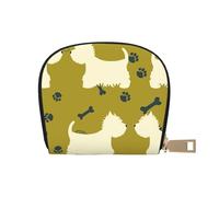 Cane Silhouette West Highland Animale Ovest, Custodia per carte in pelle PU Elegante porta carte di credito Porta carte di credito