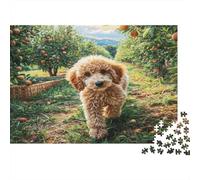 Cane Simpatico Puzzle per Adulti Barboncino nel Frutteto 1000 Pezzi per Donne Regali per Uomini 38x26cm/1000 pezzi