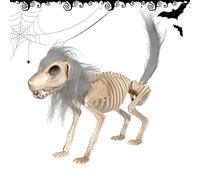 Cane Skeleton Halloween | Haunted House Animal Figurine - Garden Sculptures & Statues, Flexible Skull Figurines Decoration Halloween Party Props with Hair For Yard Lawn Ornament Outdoor Indoor Display