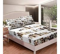 Cane Stampato Lenzuolo Con Angoli Carino Gatto Biancheria Da Letto Set Per Bambini Ragazzi Ragazze Bambini 3D Animale Tema Lenzuola Set Ultra Morbido Animale Cani Gatti Modello Decor Letto Singolo