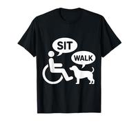 Cane su Sedia a rotelle Divertente Umorismo Seduto Passeggiata Scherzo disabilità Maglietta
