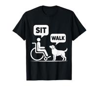 Cane su Sedia a rotelle Divertente Umorismo Seduto Passeggiata Scherzo disabilità Maglietta