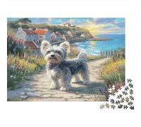 Cane sulla Costa Puzzle 1000 Pezzi per Adulti Borgo Campestre Rilassante Per Casa 52x38cm/1000pcs