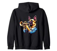 Cane Suona Tromba Abito Elegante Felpa con Cappuccio