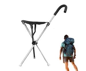 Cane with Seat - Adjustable Lightweight Anti-Slip Walking Stick with Foldable Chair, Portable Cane Chair for Adults, Comfortable Sitting Support for Travel, Hiking, Outdoor Trails, Urban Parks