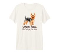 Cane Yorkshire Terrier Dove Yorkie va Caos Segue Maglietta Premium