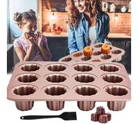 Canele Forma Torta Pan, 12 Hollow Baking Pan Acciaio al Carbonio Antiaderente Per Cannelés Muffin Pudding Cupcake Pane Champagne Oro