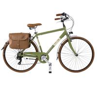 Canellini Bicicletta da Città Vintage Citybike Retrò Dolce Vita Oldstyle Alluminio Uomo con Borse Ruote 28" (Verde Oliva, S)